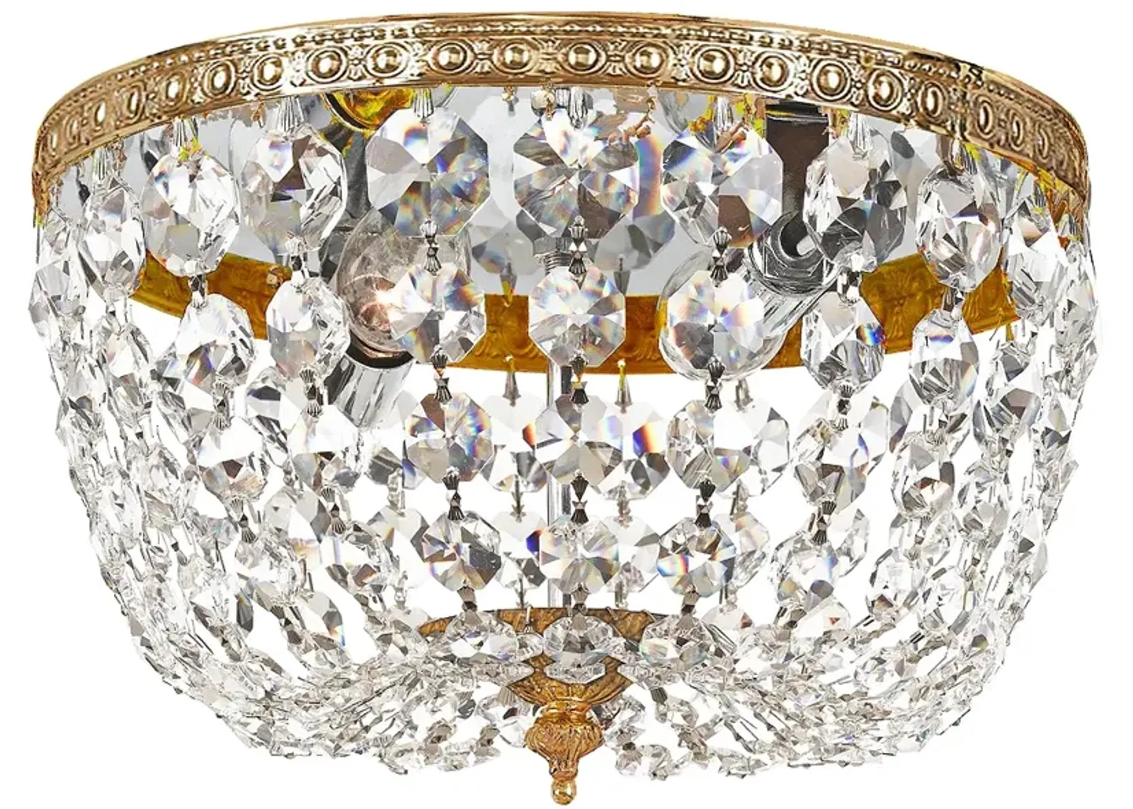 Crystorama Basket Crystal 10" Wide Brass Ceiling Light