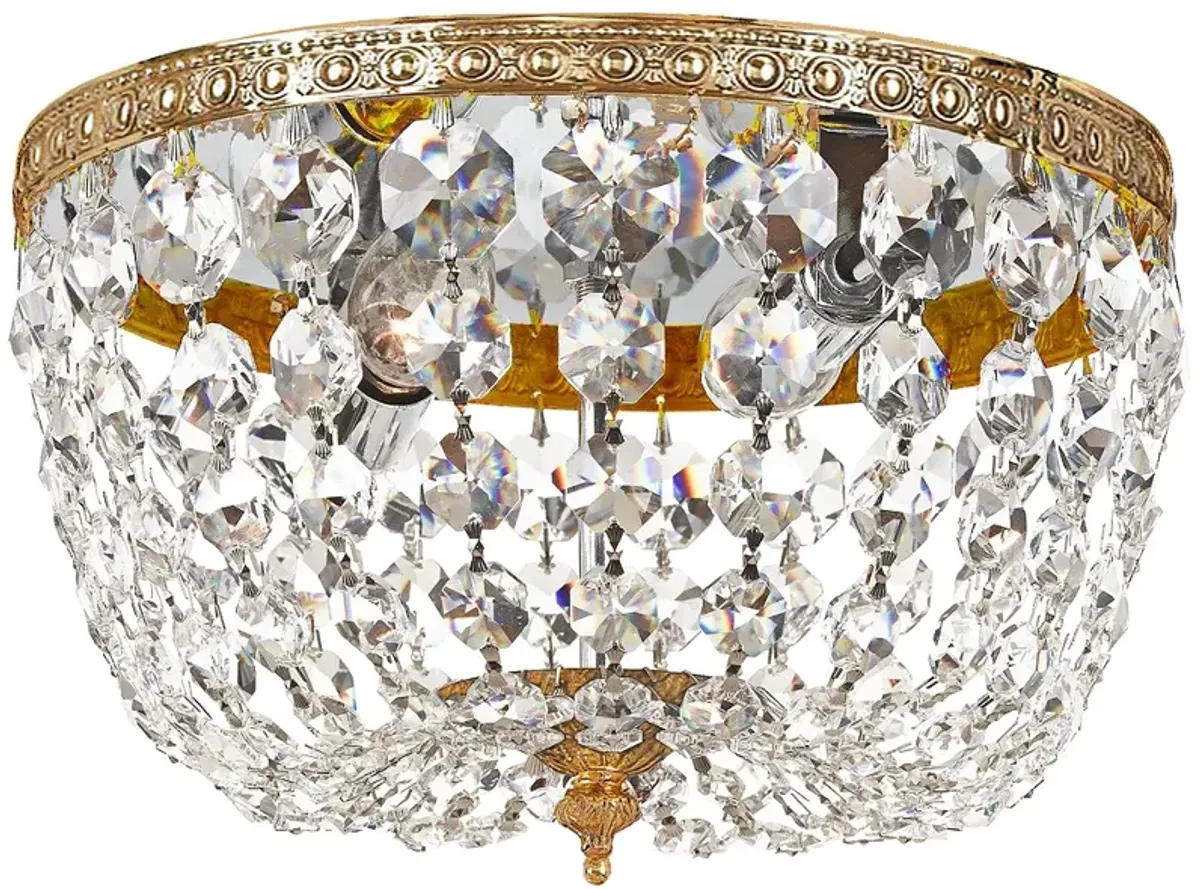 Crystorama Basket Crystal 10" Wide Brass Ceiling Light