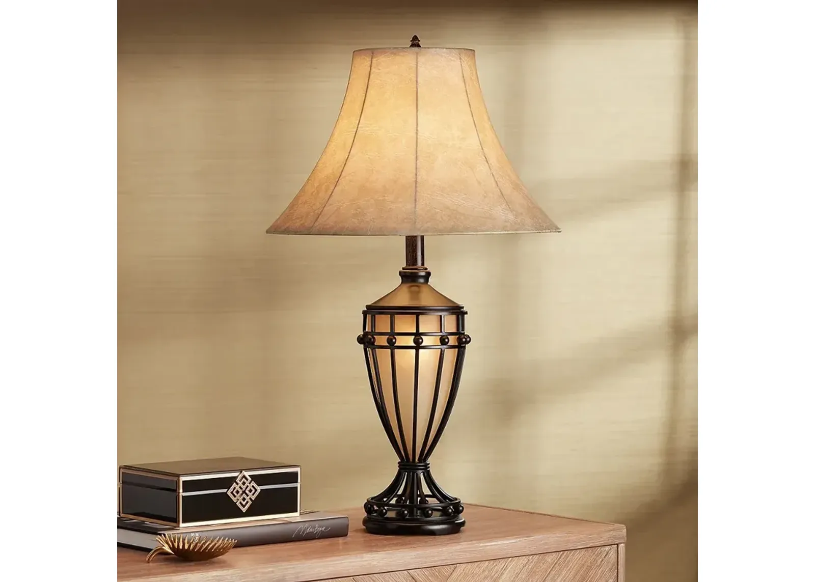 Franklin Iron Works Cardiff 33" High Iron Night Light Urn Table Lamp