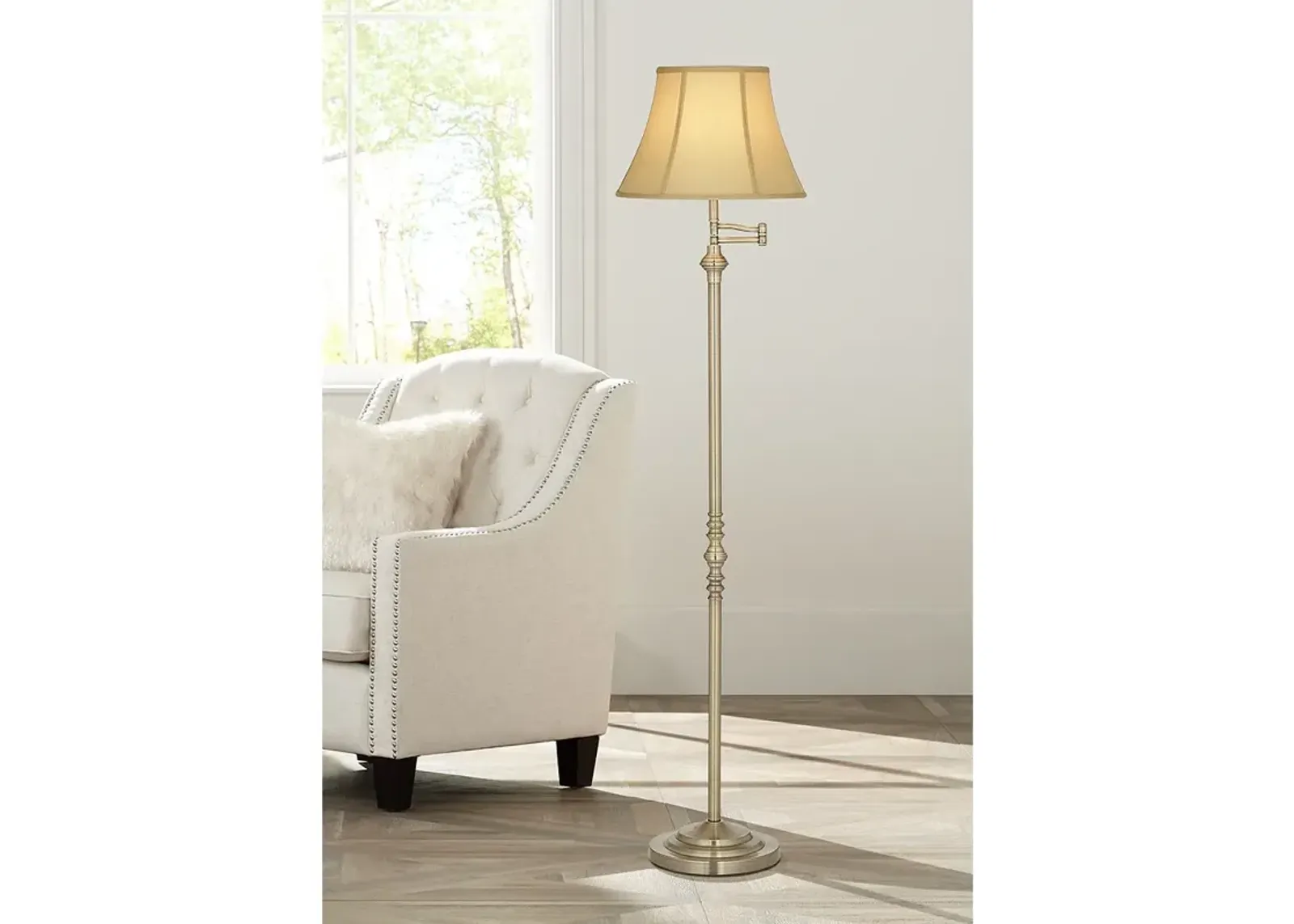 Regency Hill Montebello 60" Traditional Brass Swing Arm Floor Lamp