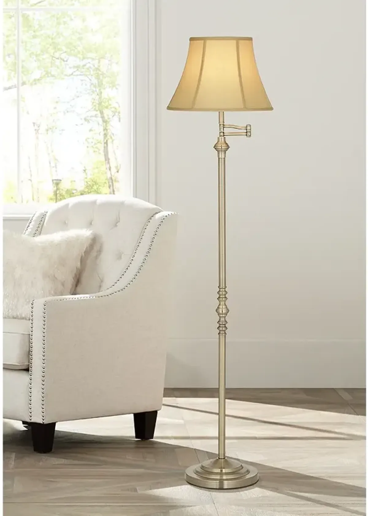 Regency Hill Montebello 60" Traditional Brass Swing Arm Floor Lamp