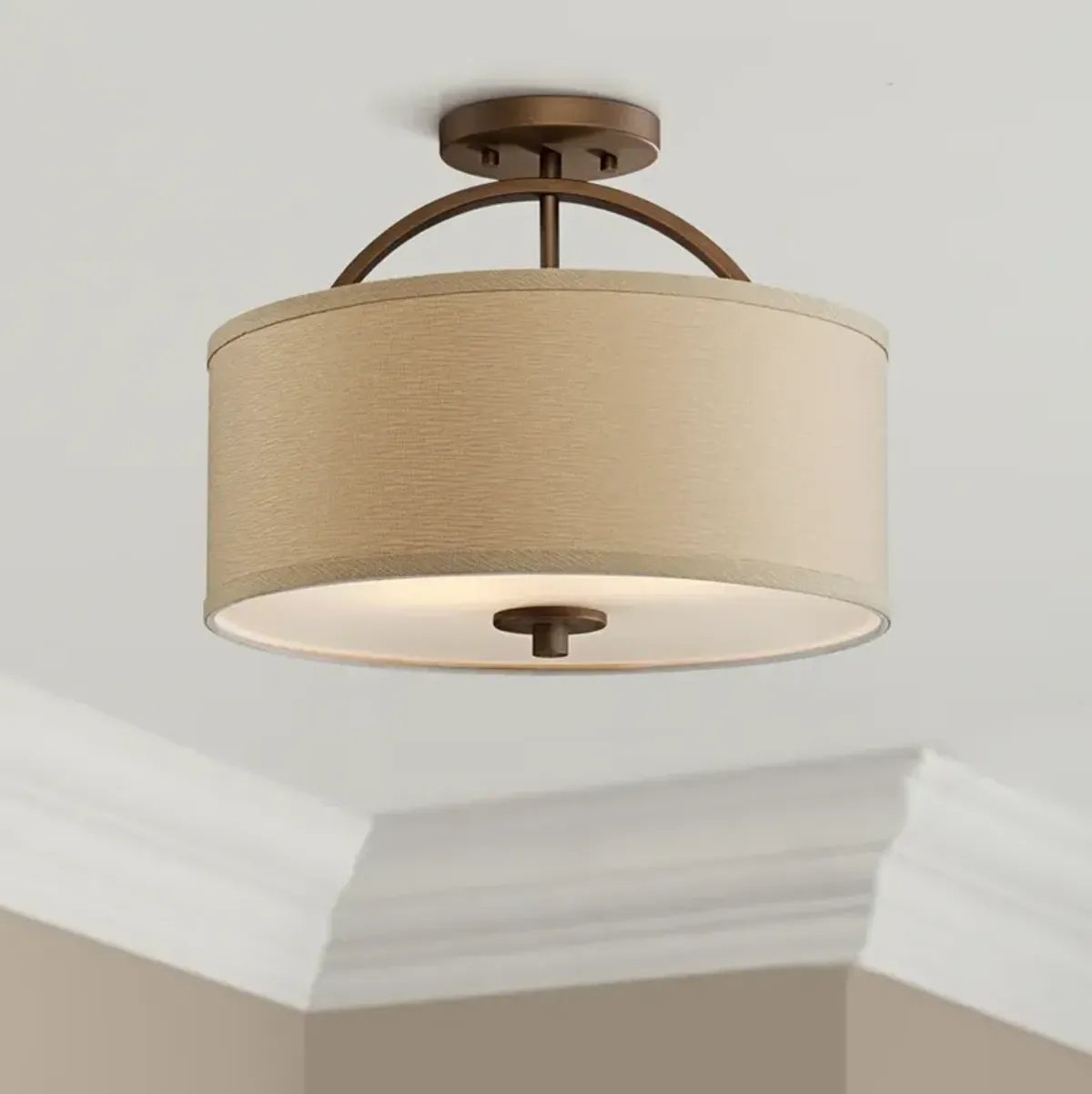 Possini Euro Halsted 15" Wide Brushed Bronze Ceiling Light