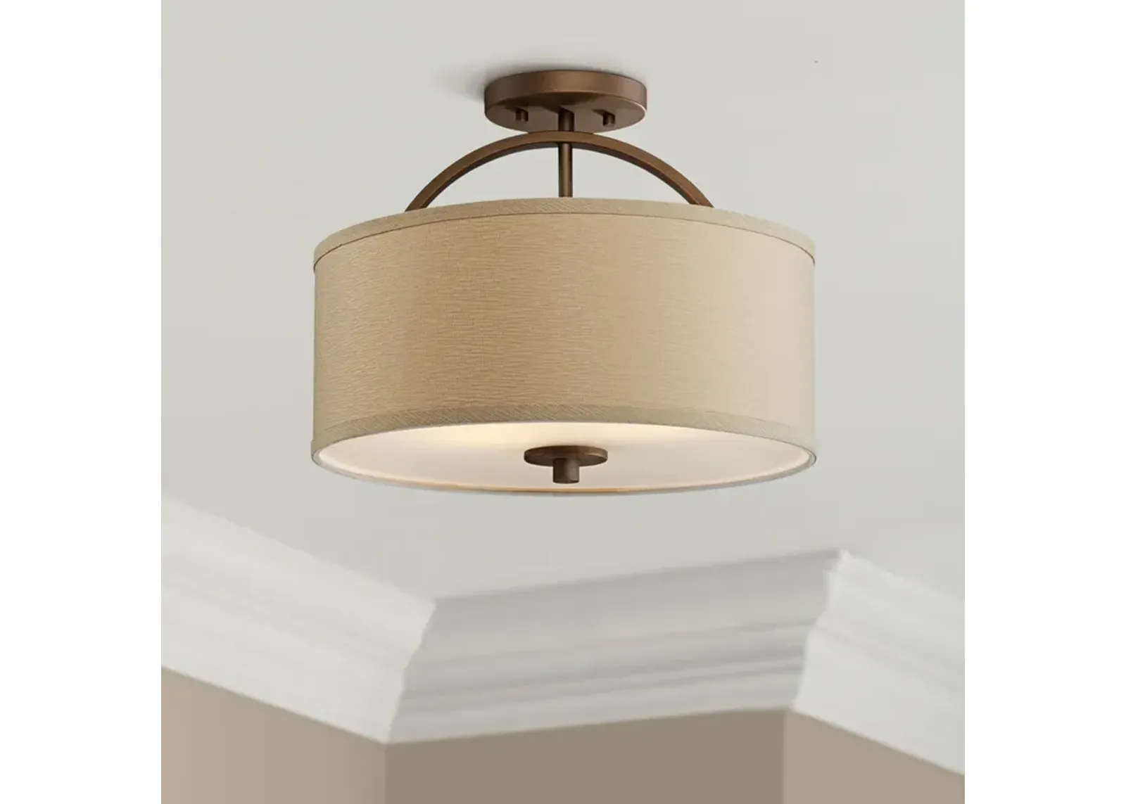 Possini Euro Halsted 15" Wide Brushed Bronze Ceiling Light