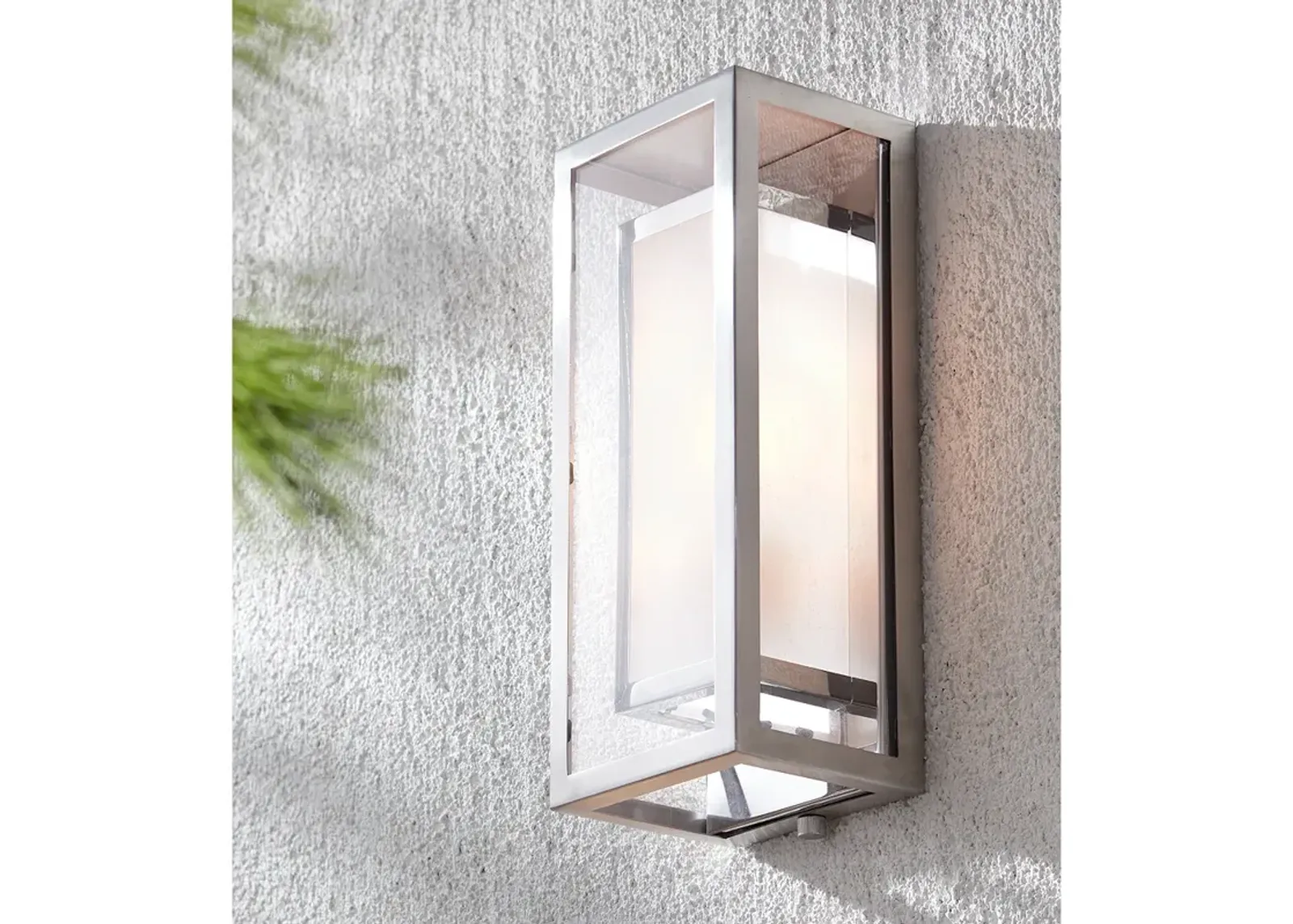 Possini Euro Double Box 15 1/2" High Chrome Outdoor Wall Light