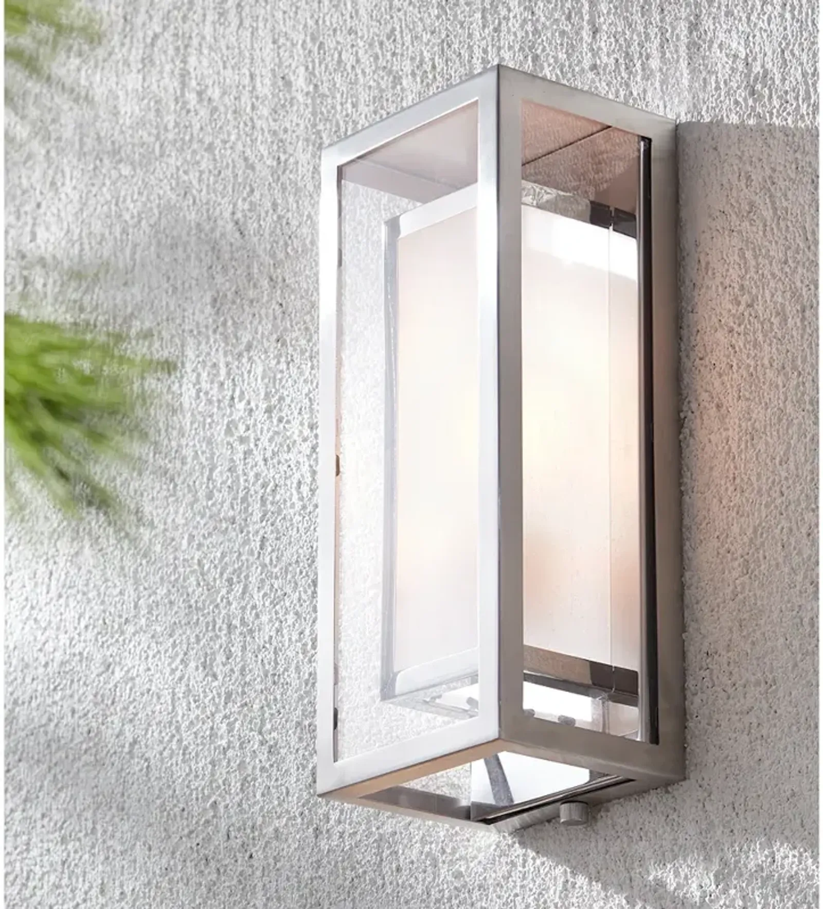 Possini Euro Double Box 15 1/2" High Chrome Outdoor Wall Light