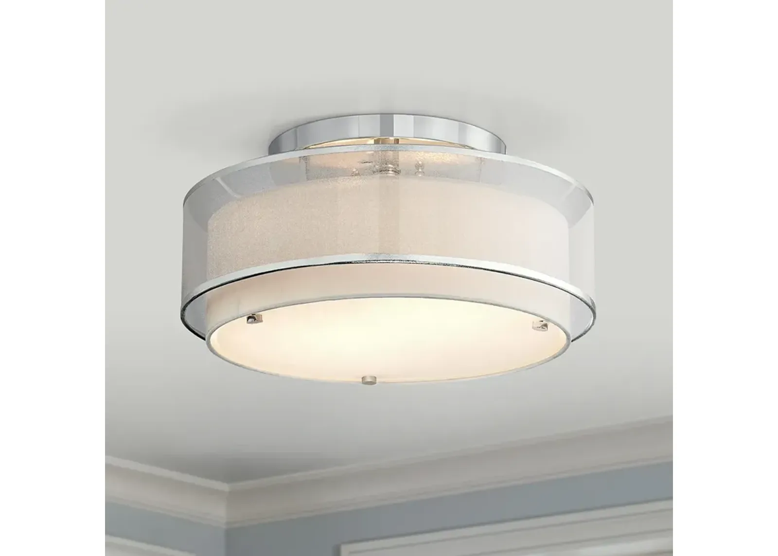 Possini Euro Design Double Organza 16" Wide Ceiling Light