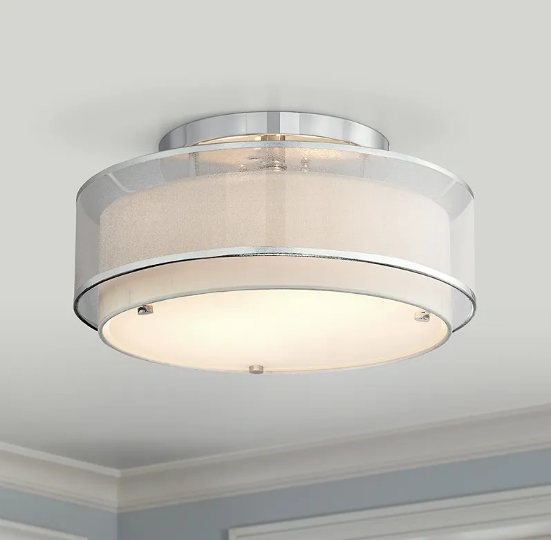 Possini Euro Design Double Organza 16" Wide Ceiling Light