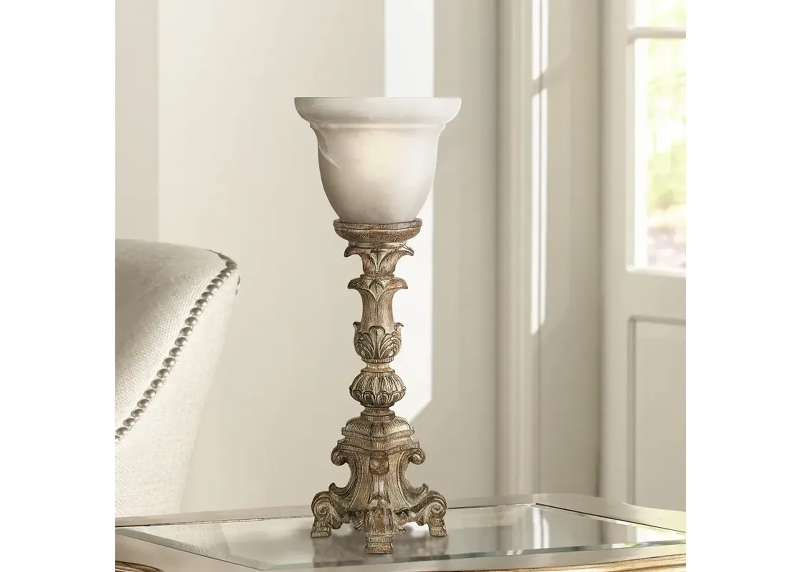 Regency Hill French Candlestick 18" Beige Wash Accent Console Lamp