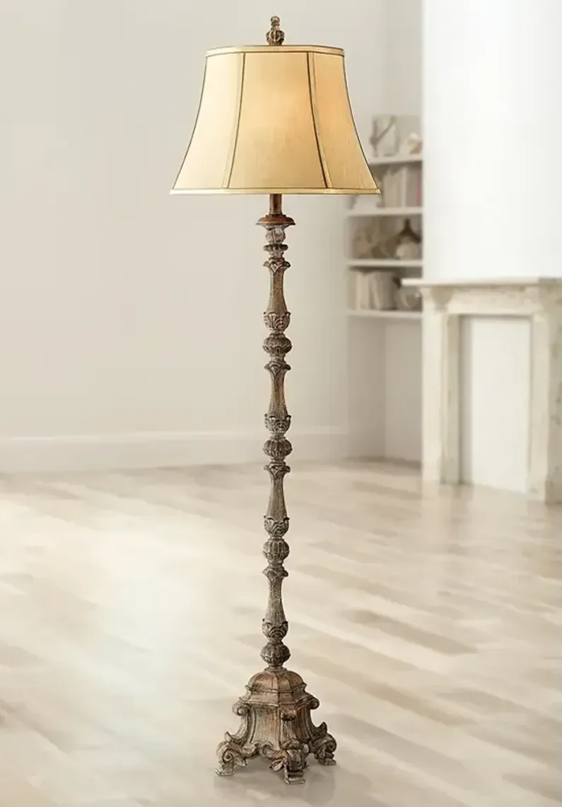 Regency Hill 62" Traditional French Candlestick Faux Wood Floor Lamp