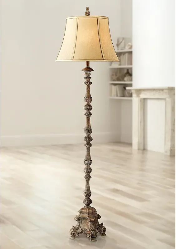 Regency Hill 62" Traditional French Candlestick Faux Wood Floor Lamp