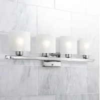 Possini Euro Linen Glass 32" Wide Chrome 4-Light Modern Bath Light