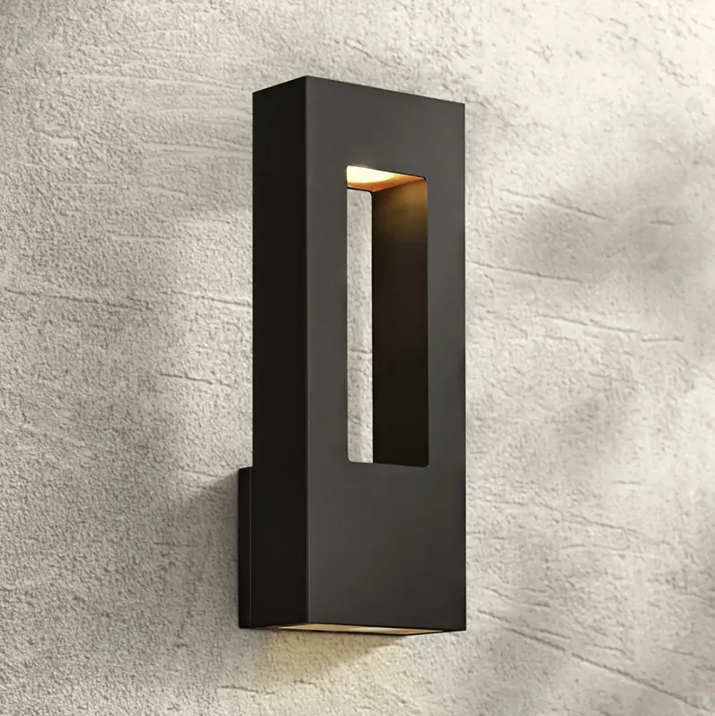 Hinkley Atlantis 16" Black Rectangle Modern LED Outdoor Wall Light