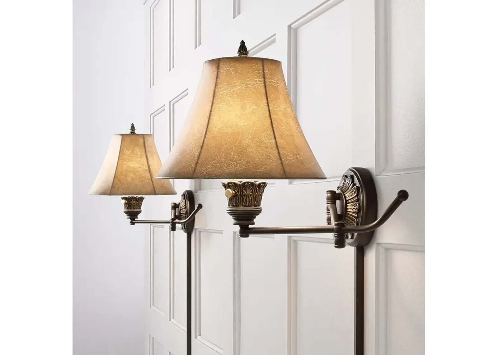 Barnes and Ivy Rosslyn Bronze Plug-In Swing Arm Wall Lamps Set of 2