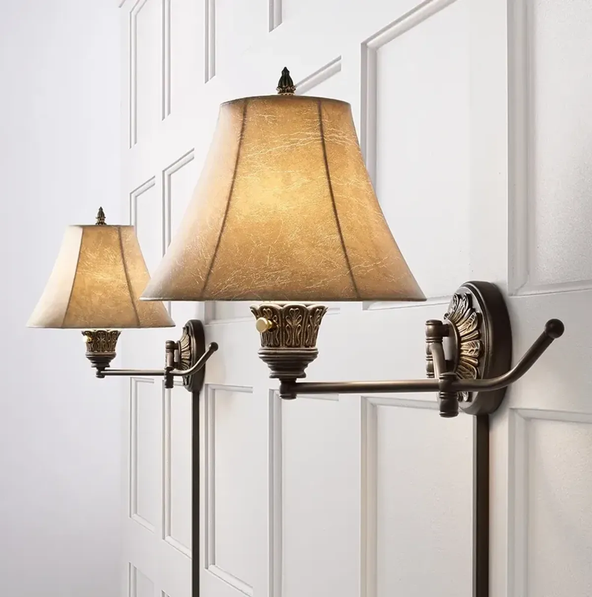 Barnes and Ivy Rosslyn Bronze Plug-In Swing Arm Wall Lamps Set of 2