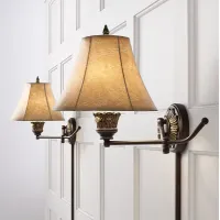 Barnes and Ivy Rosslyn Bronze Plug-In Swing Arm Wall Lamps Set of 2