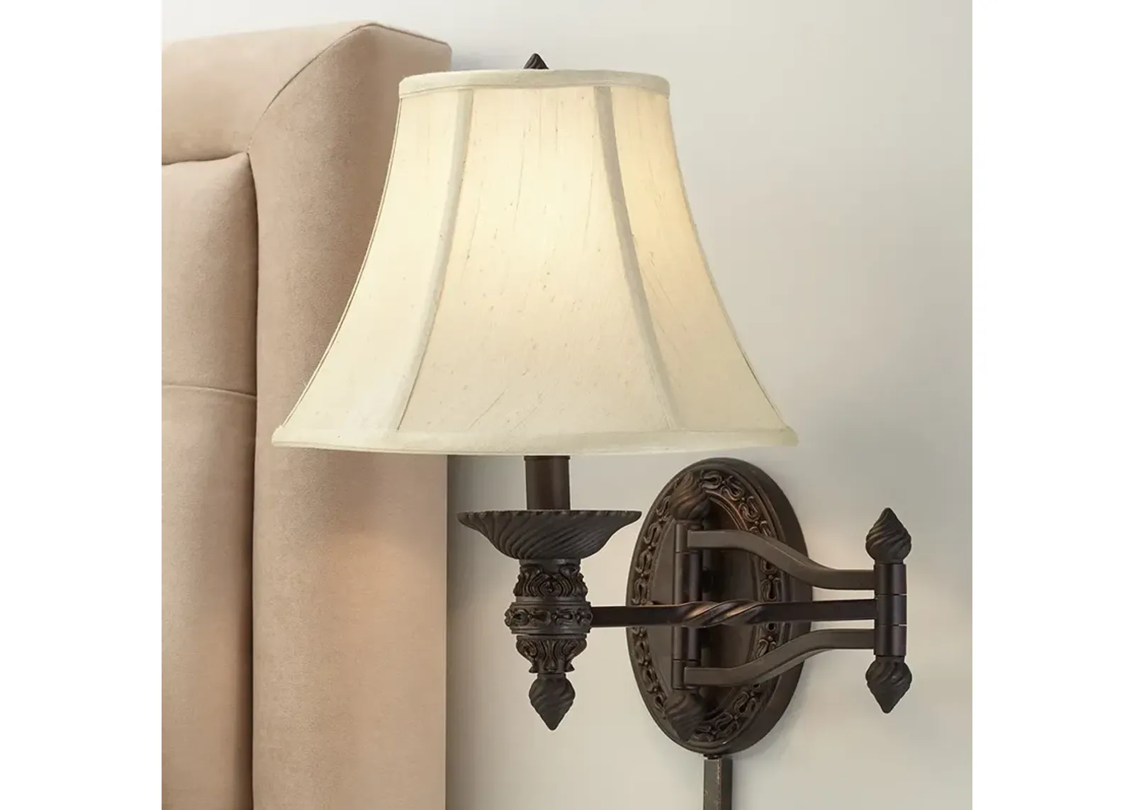 Barnes and Ivy Godia Bronze Oval Plug-In Swing Arm Wall Lamp