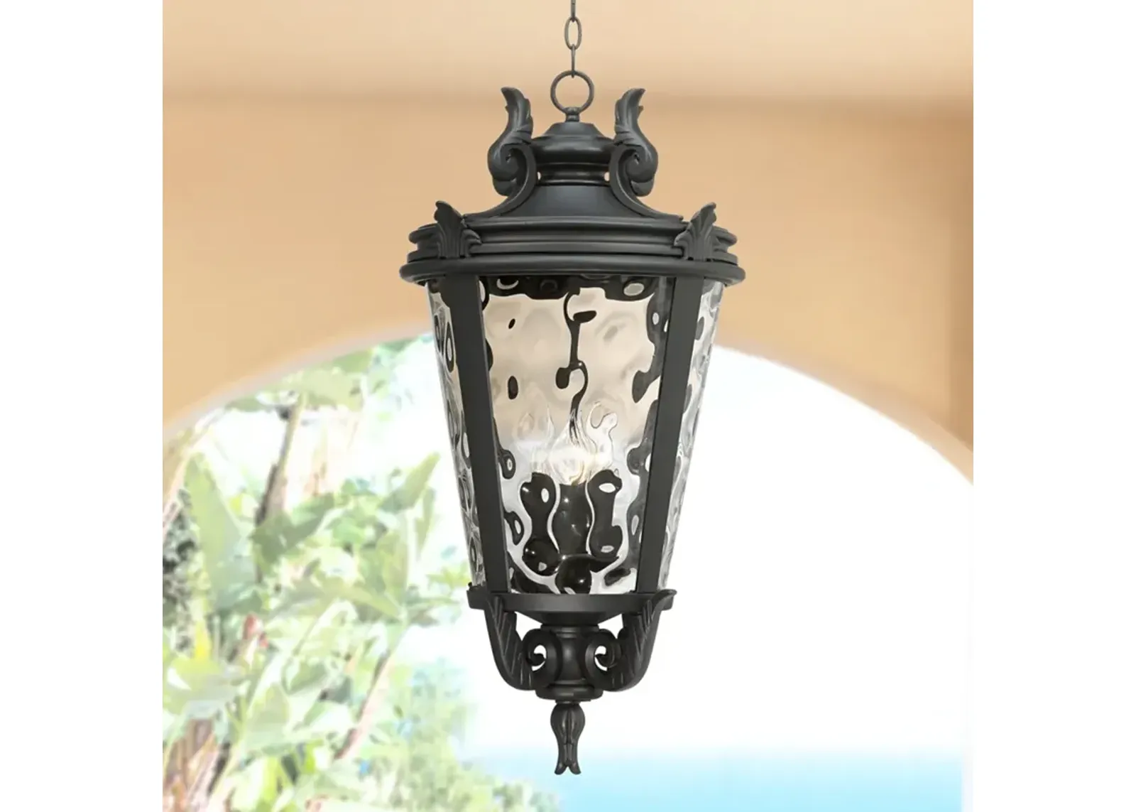 Casa Marseille 30" High Black Outdoor Hanging Light