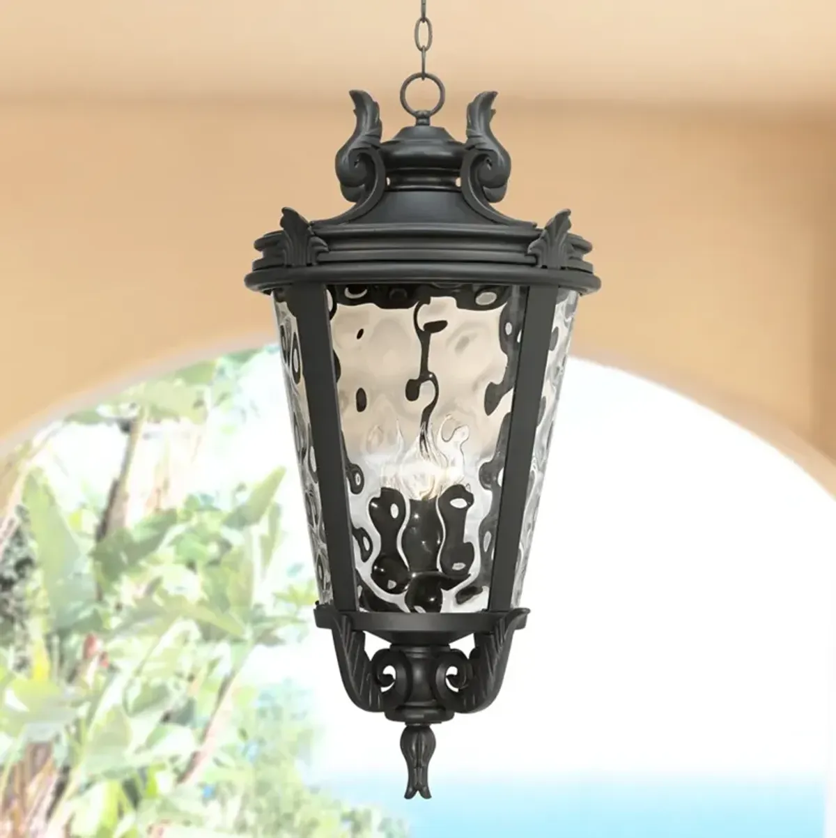 Casa Marseille 30" High Black Outdoor Hanging Light