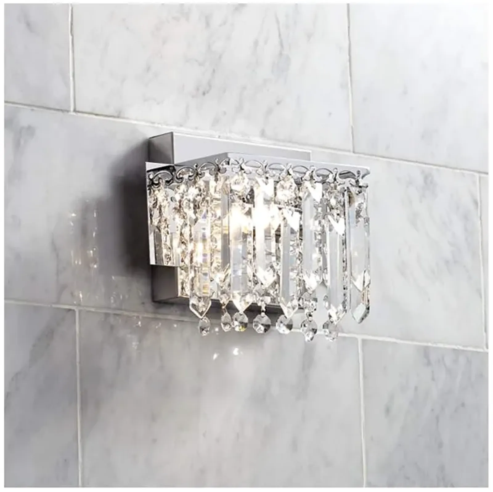 Possini Euro 7 3/4" Wide Chrome and Hanging Crystal Wall Sconce