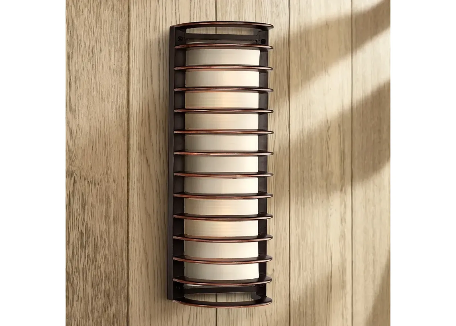 John Timberland Bronze Grid 16 3/4" High Outdoor Wall Light