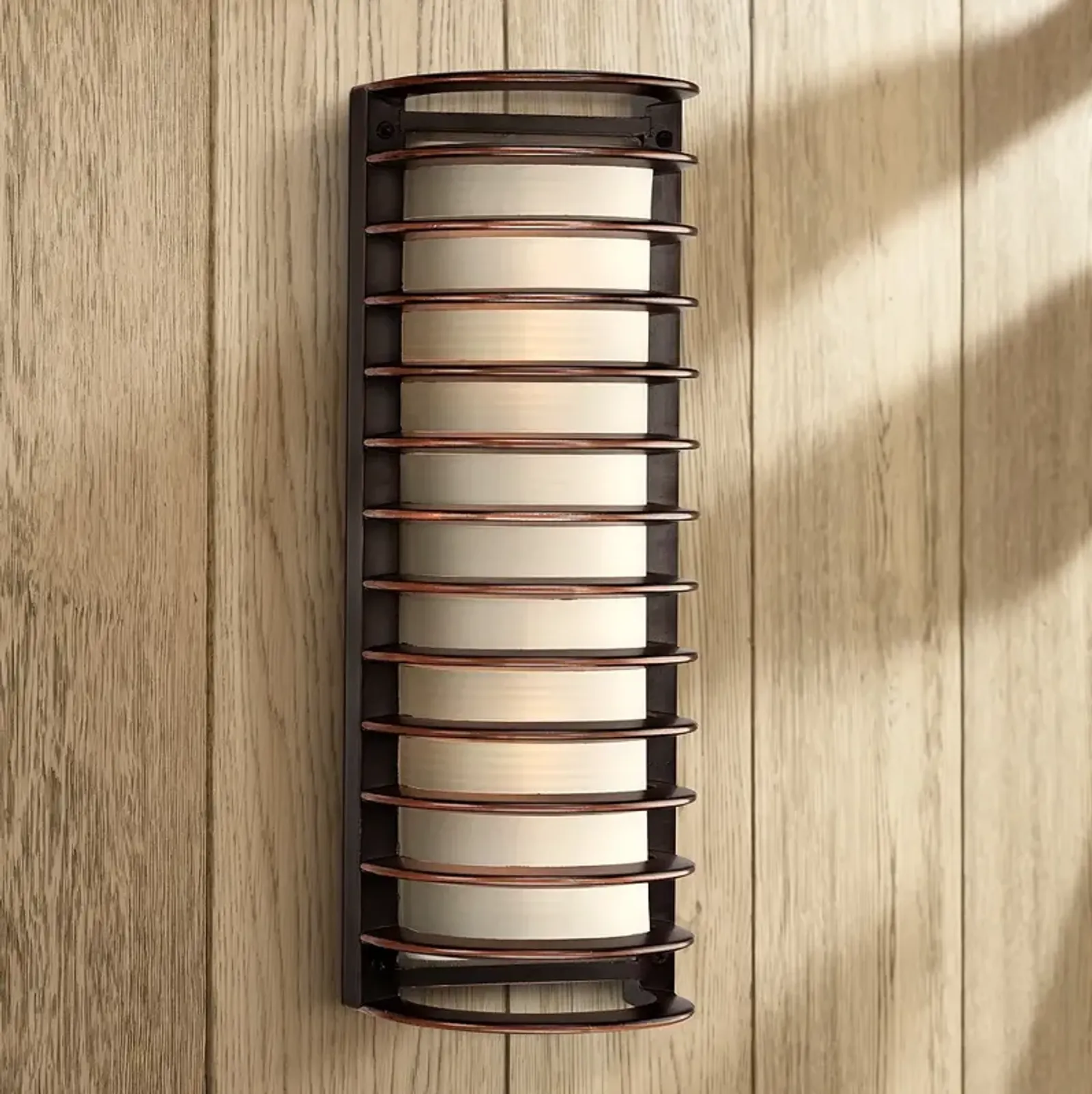 John Timberland Bronze Grid 16 3/4" High Outdoor Wall Light