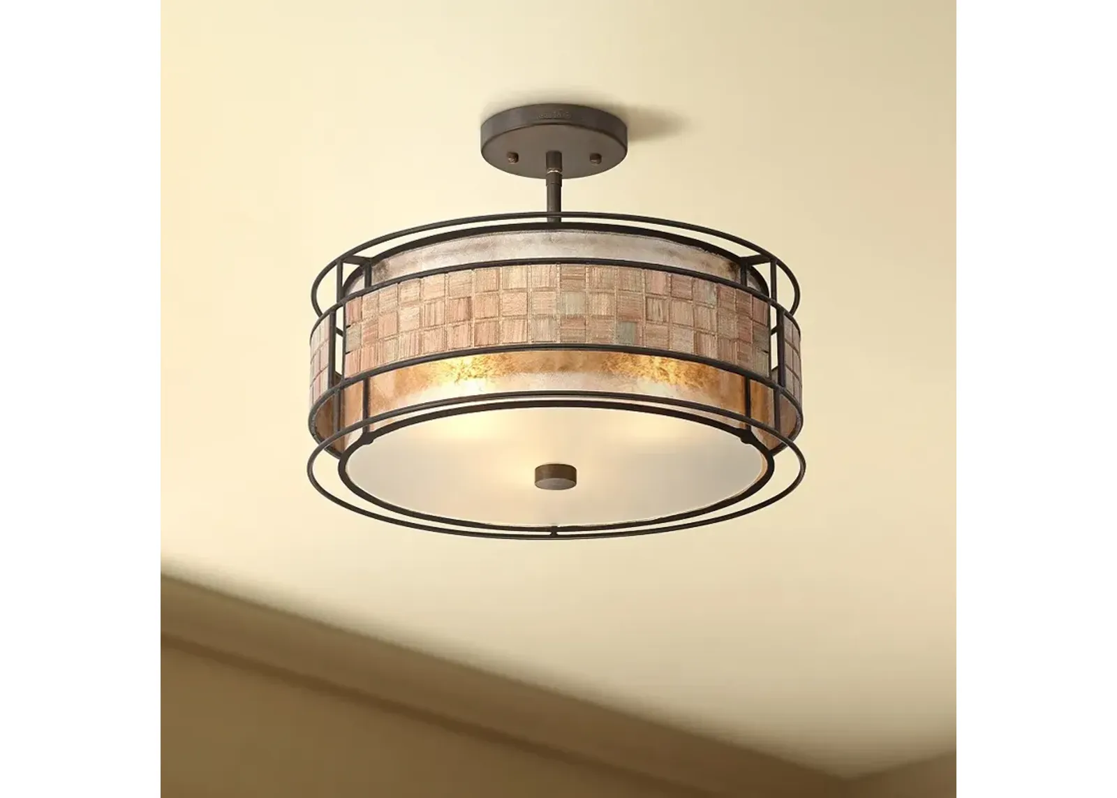 Laguna 16"W Renaissance Copper Ceiling Light w/ Glass Shade