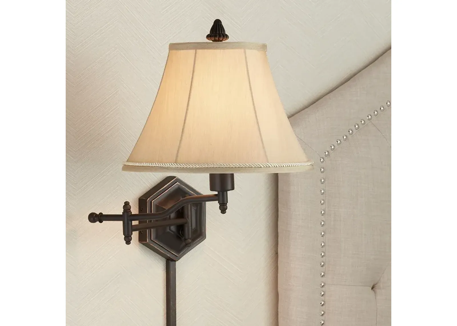 Barnes and Ivy Hexagon Swing Arm Plug-In Wall Lamp with Dimmer