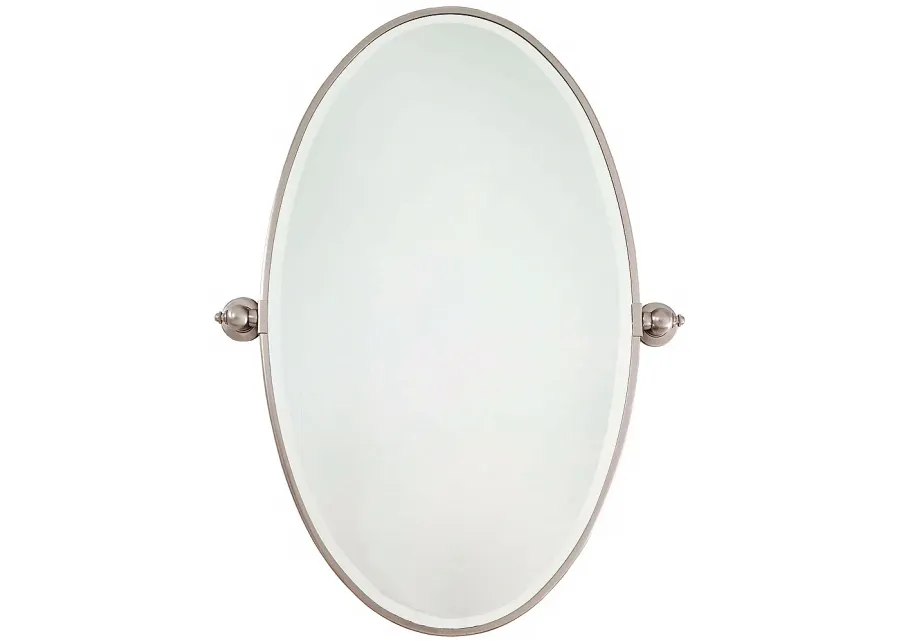 Minka 36" High Oval Brushed Nickel Bathroom Wall Mirror