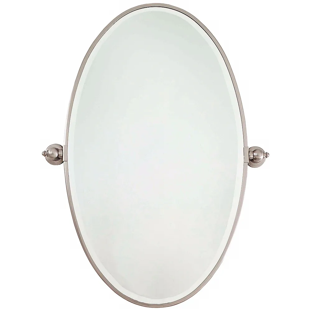 Minka 36" High Oval Brushed Nickel Bathroom Wall Mirror