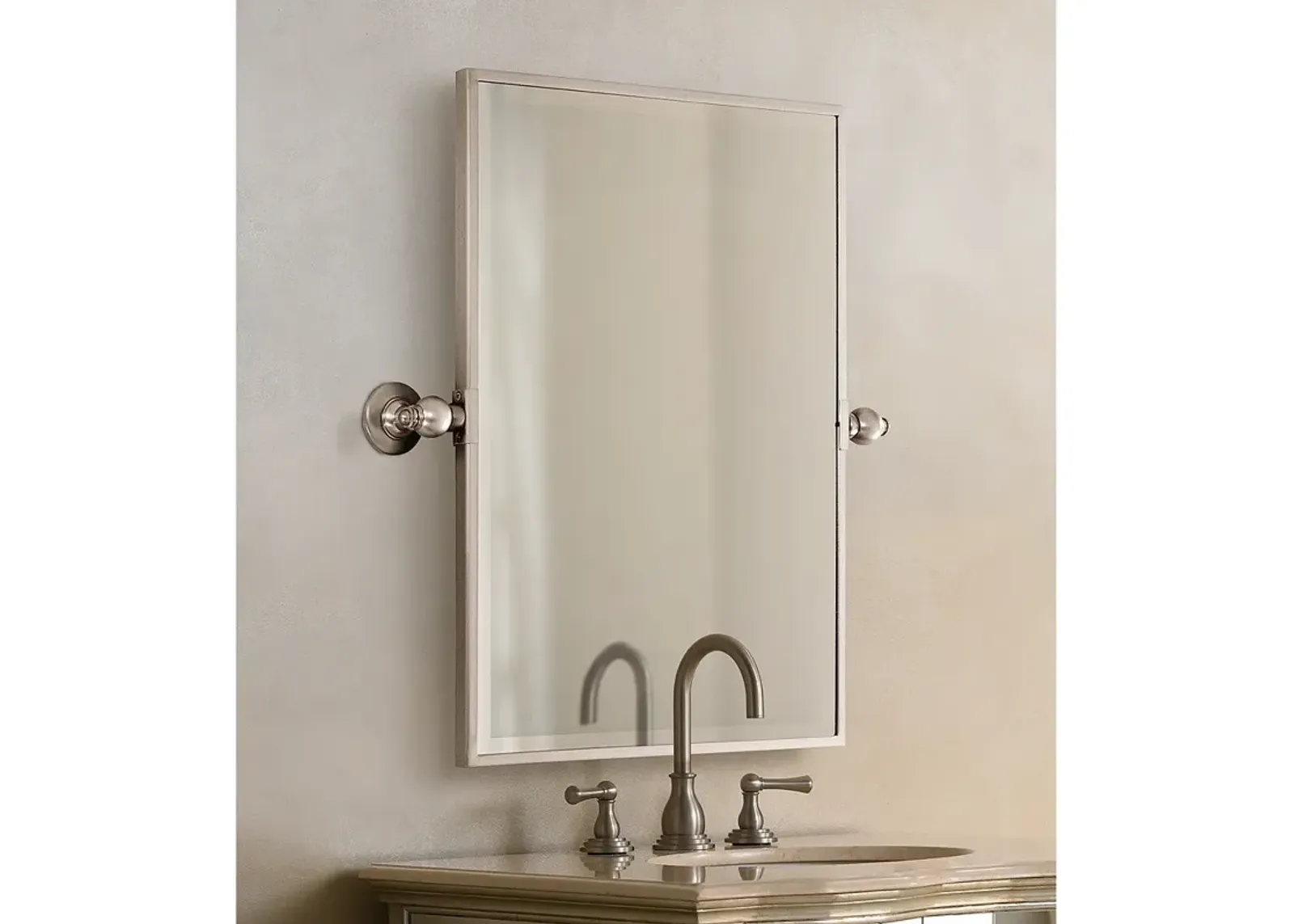 Minka 24" High Rectangle Brushed Nickel Bathroom Wall Mirror