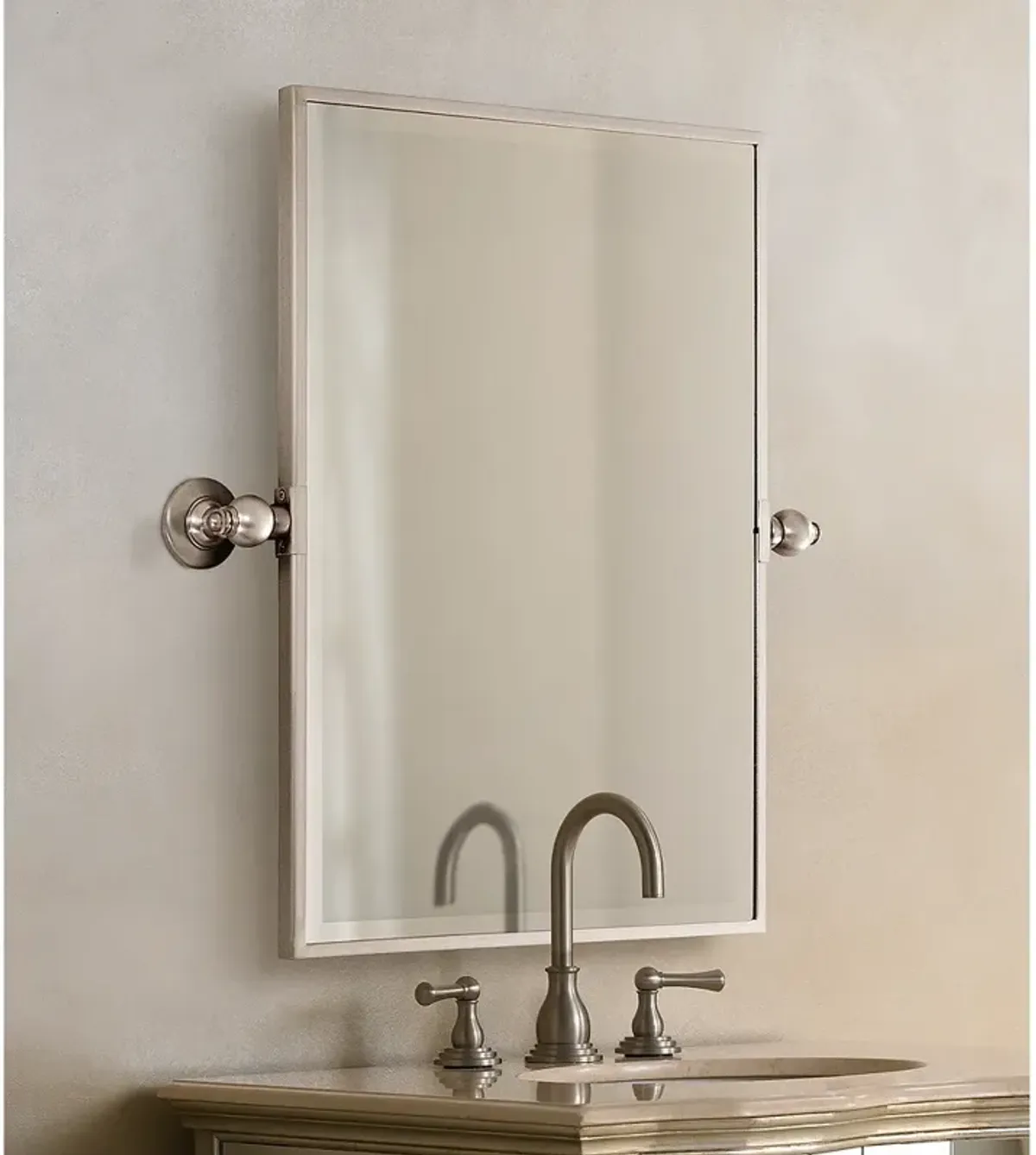 Minka 24" High Rectangle Brushed Nickel Bathroom Wall Mirror