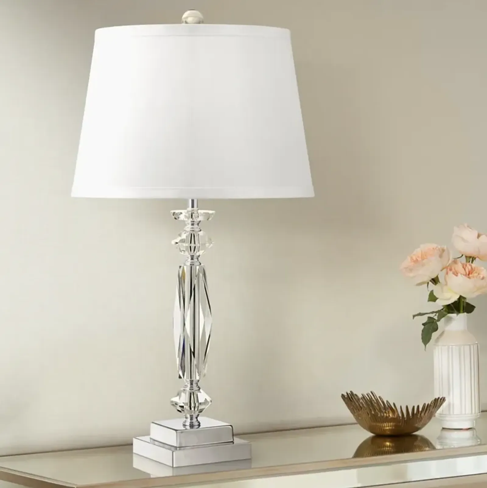 Vienna Full Spectrum Cut Crystal Column 23" High Accent Table Lamp