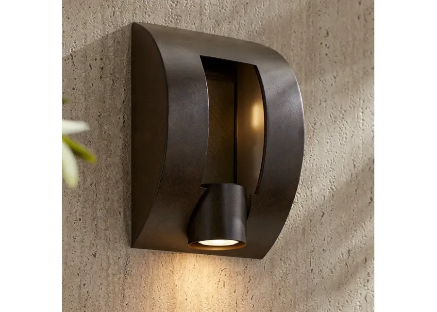 Franklin Iron Framed Slate 12" High Bronze 3-Light Outdoor Wall Light