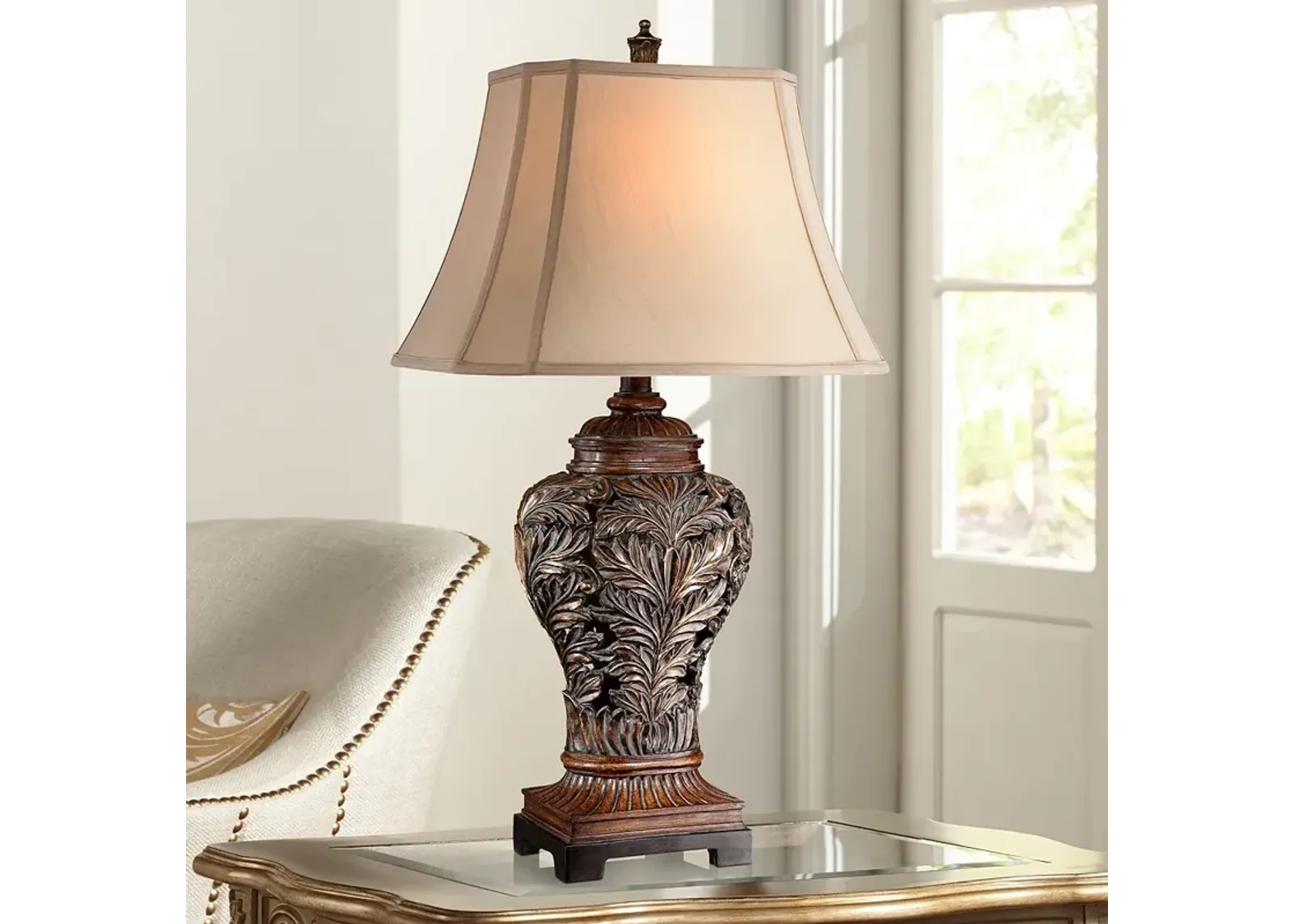 Barnes and Ivy Leafwork 32 1/2" Rectangular Shade Traditional Lamp