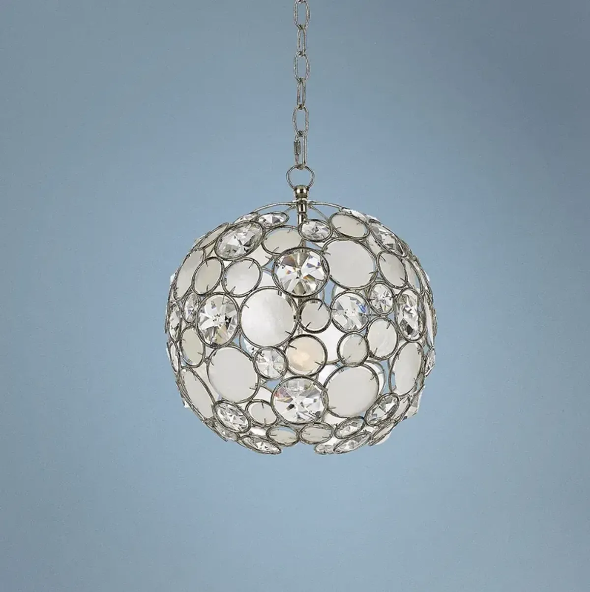 Crystorama Palla 13" Wide Antique Silver Orb Pendant Light