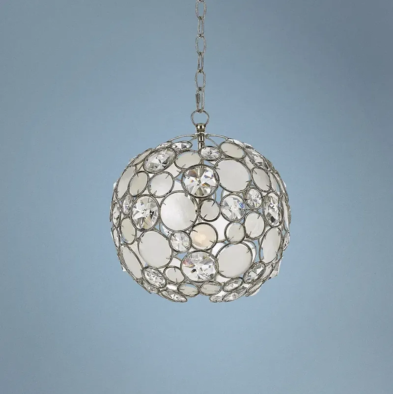 Crystorama Palla 13" Wide Antique Silver Orb Pendant Light