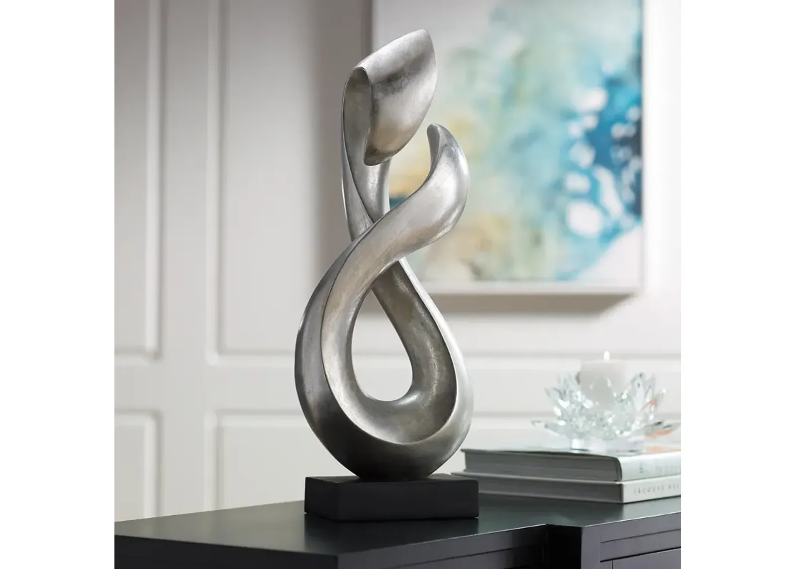 Open Infinity 24 1/2" High Silver Finish Modern Sculpture