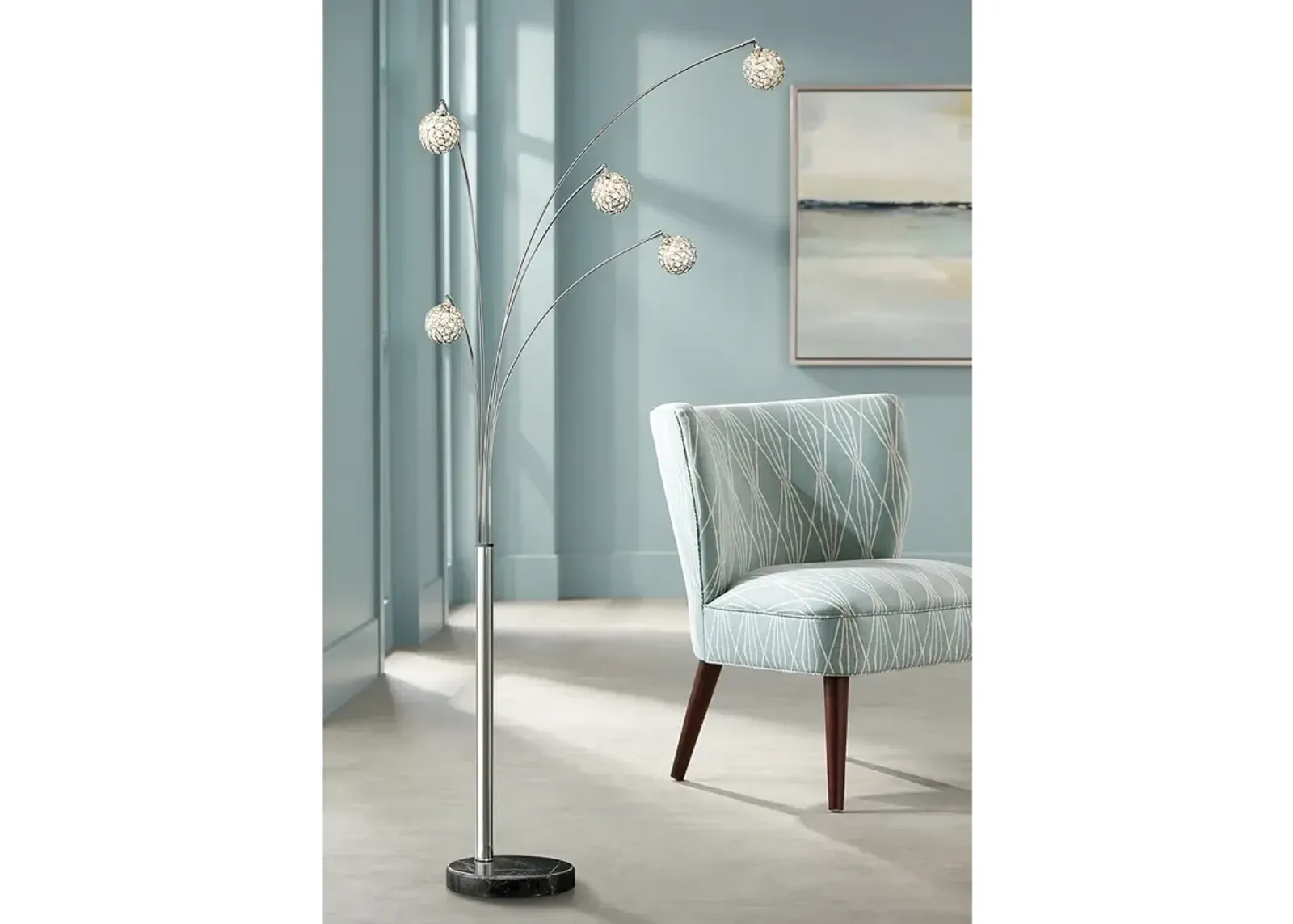 Possini Euro Design Allegra 88" High Crystal Ball Arc Floor Lamp