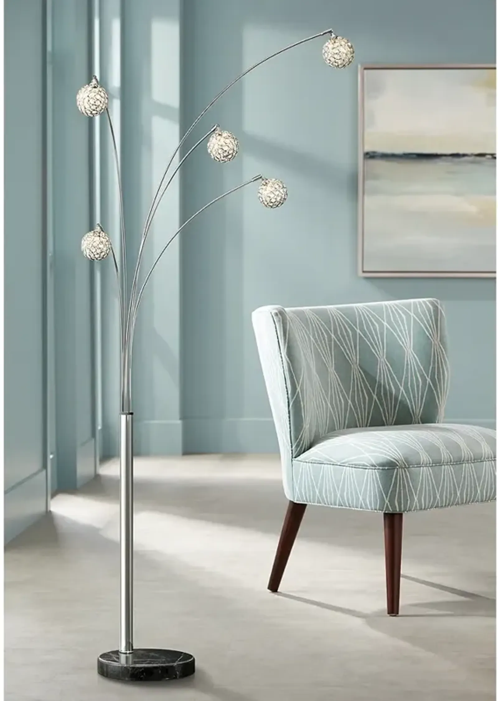 Possini Euro Design Allegra 88" High Crystal Ball Arc Floor Lamp