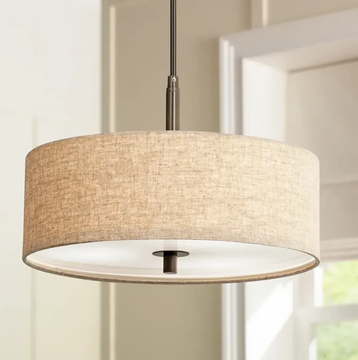 Possini Euro Design 16" Wide Beige Cream Drum Pendant Light