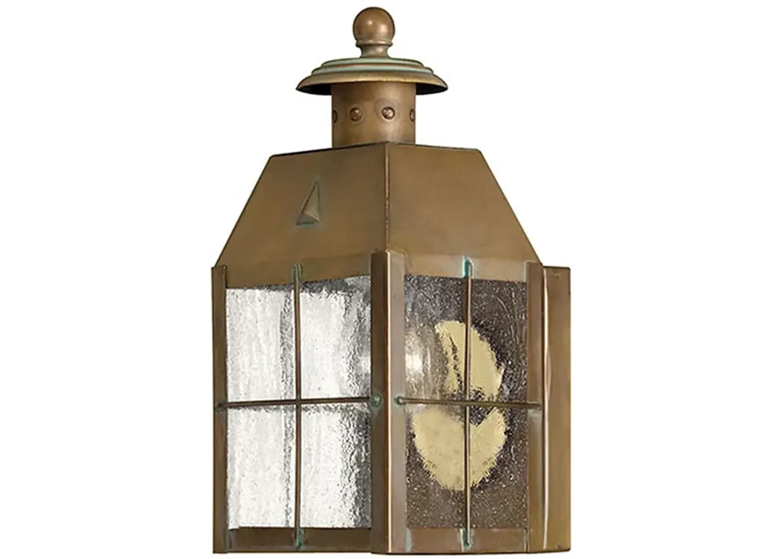 Outdoor Nantucket-Small Wall Mount Lantern-Aged Brass