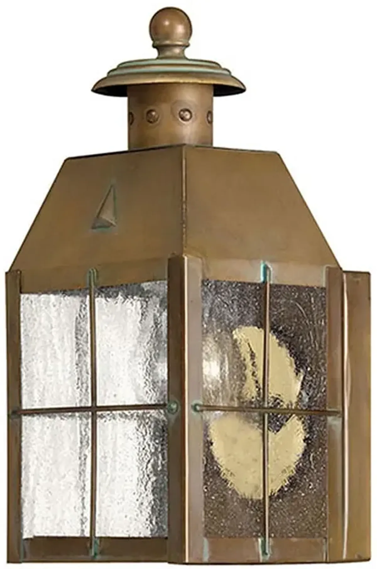 Outdoor Nantucket-Small Wall Mount Lantern-Aged Brass