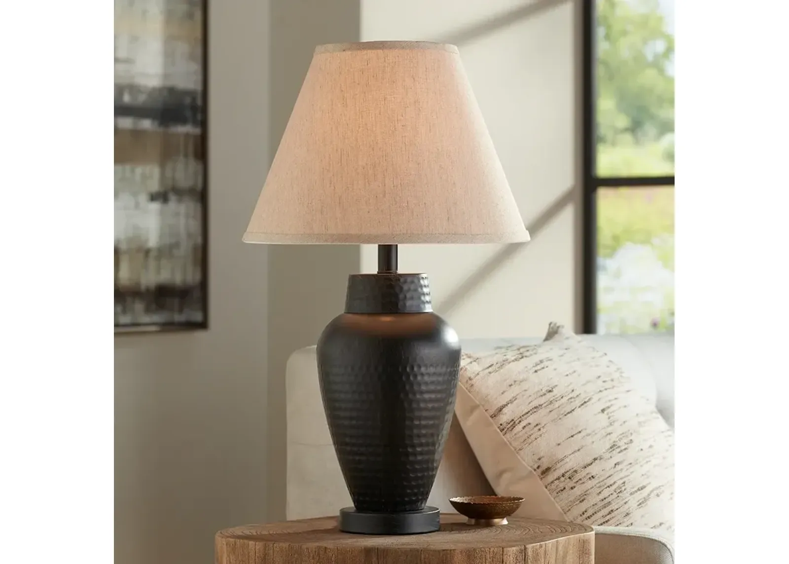 Regency Hill Auburn 25" Hammered Bronze Table Lamp