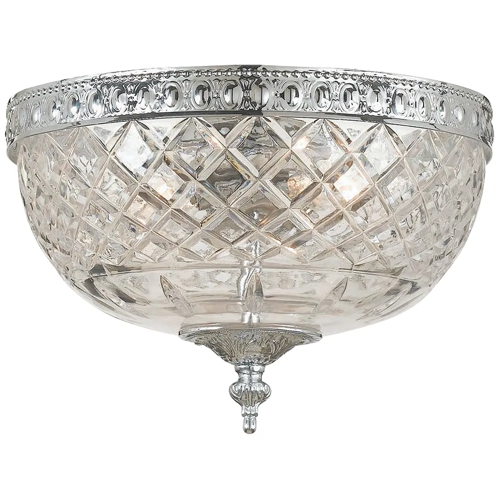 Crystorama Bowl Lead Crystal 10"W Chrome Ceiling Light