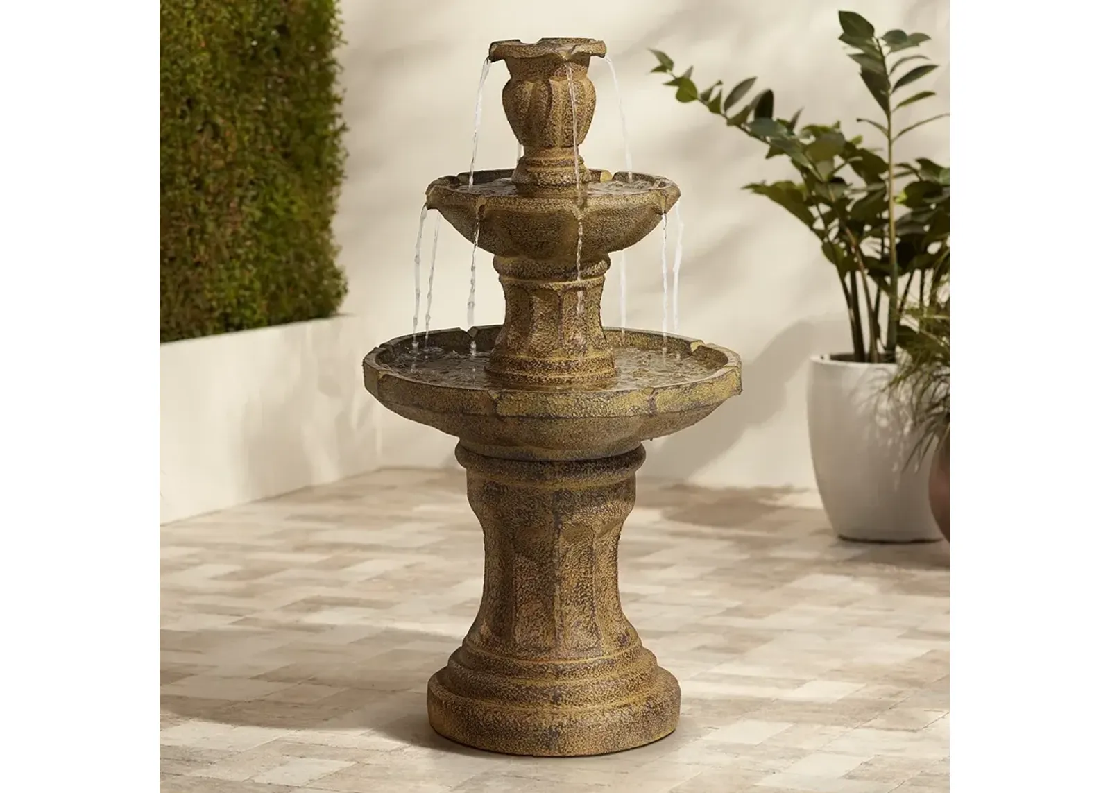 Tuscan Garden 41 1/2" Dark Stone Finish Traditional Tiered Fountain