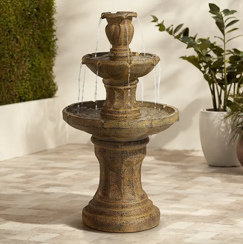 Tuscan Garden 41 1/2" Dark Stone Finish Traditional Tiered Fountain