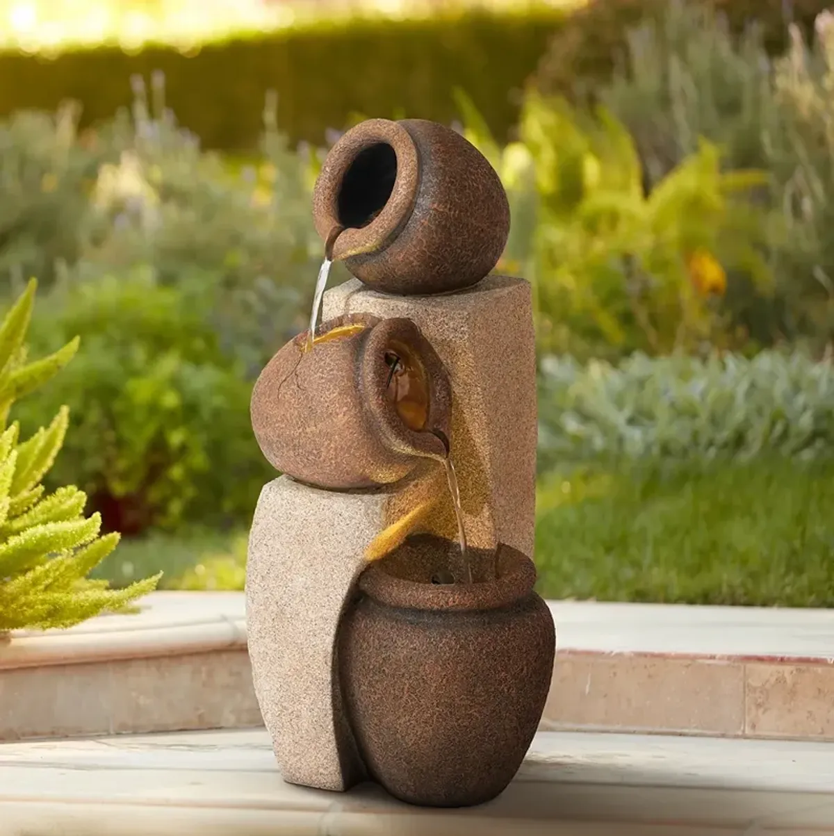 John Timberland Cascading Jugs 30" High Indoor-Outdoor LED Fountain