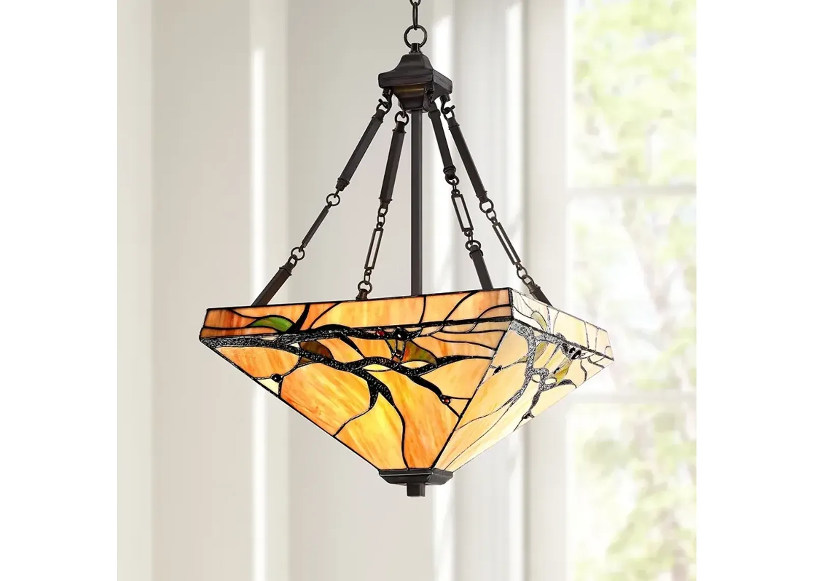 Robert Louis Tiffany Budding Branch 17" Wide Art Glass Pendant Light