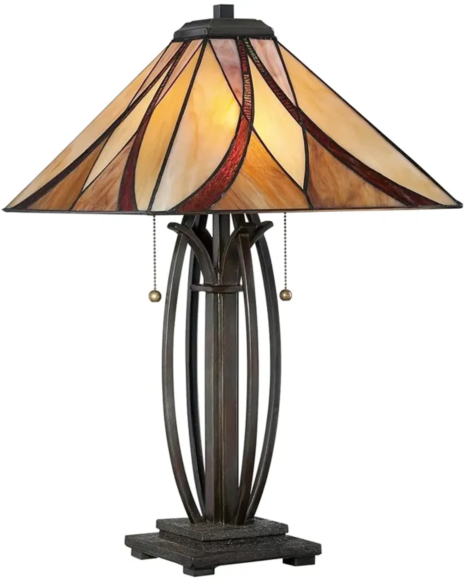 Quoizel Ashville 25" High Bronze Art Glass Tiffany-Style Table Lamp