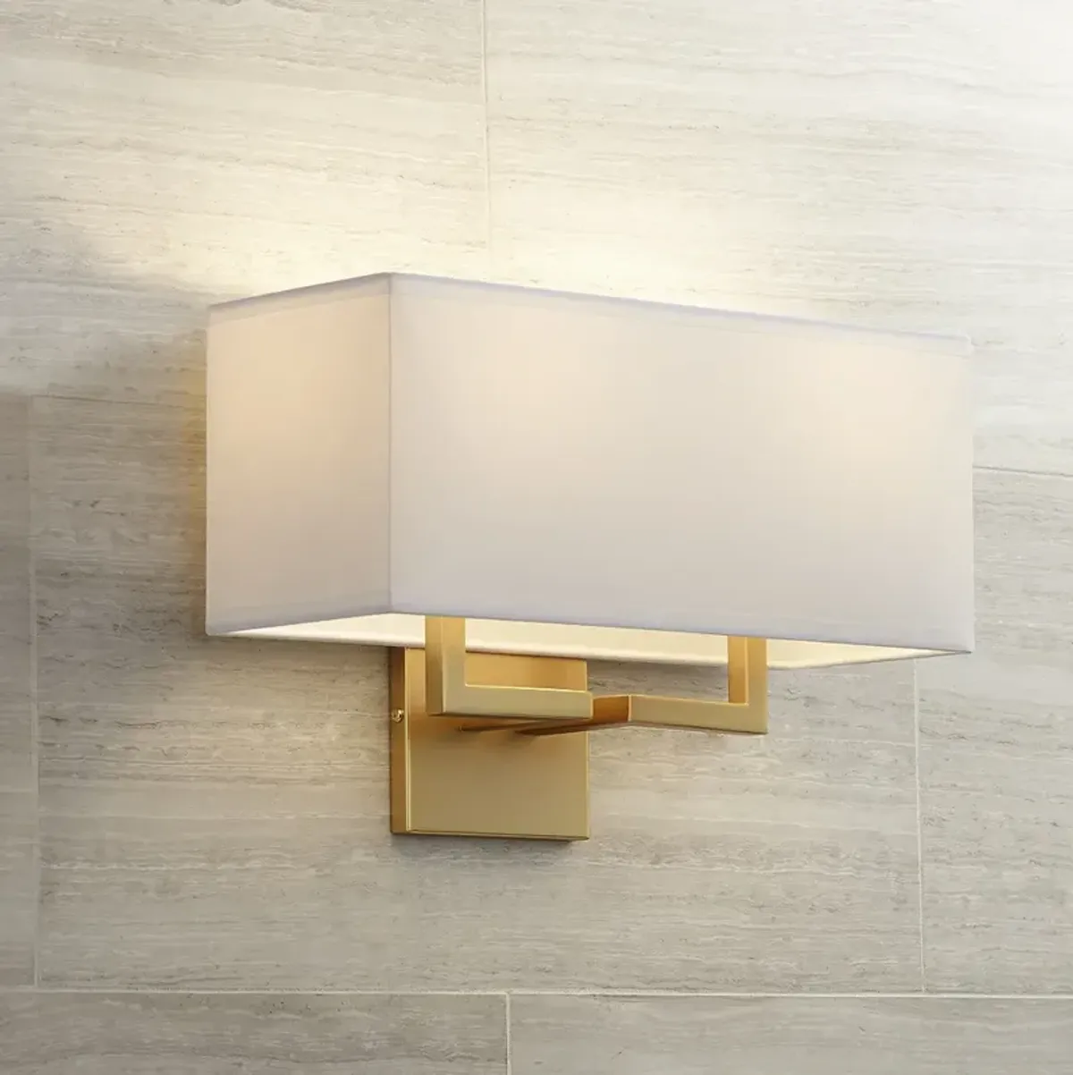 George Kovacs Rectangle 11" High Fabric Shade Modern Gold Wall Sconce